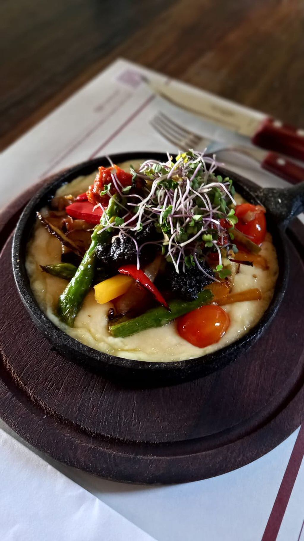 Provoleta vegana con wok de verduras - 