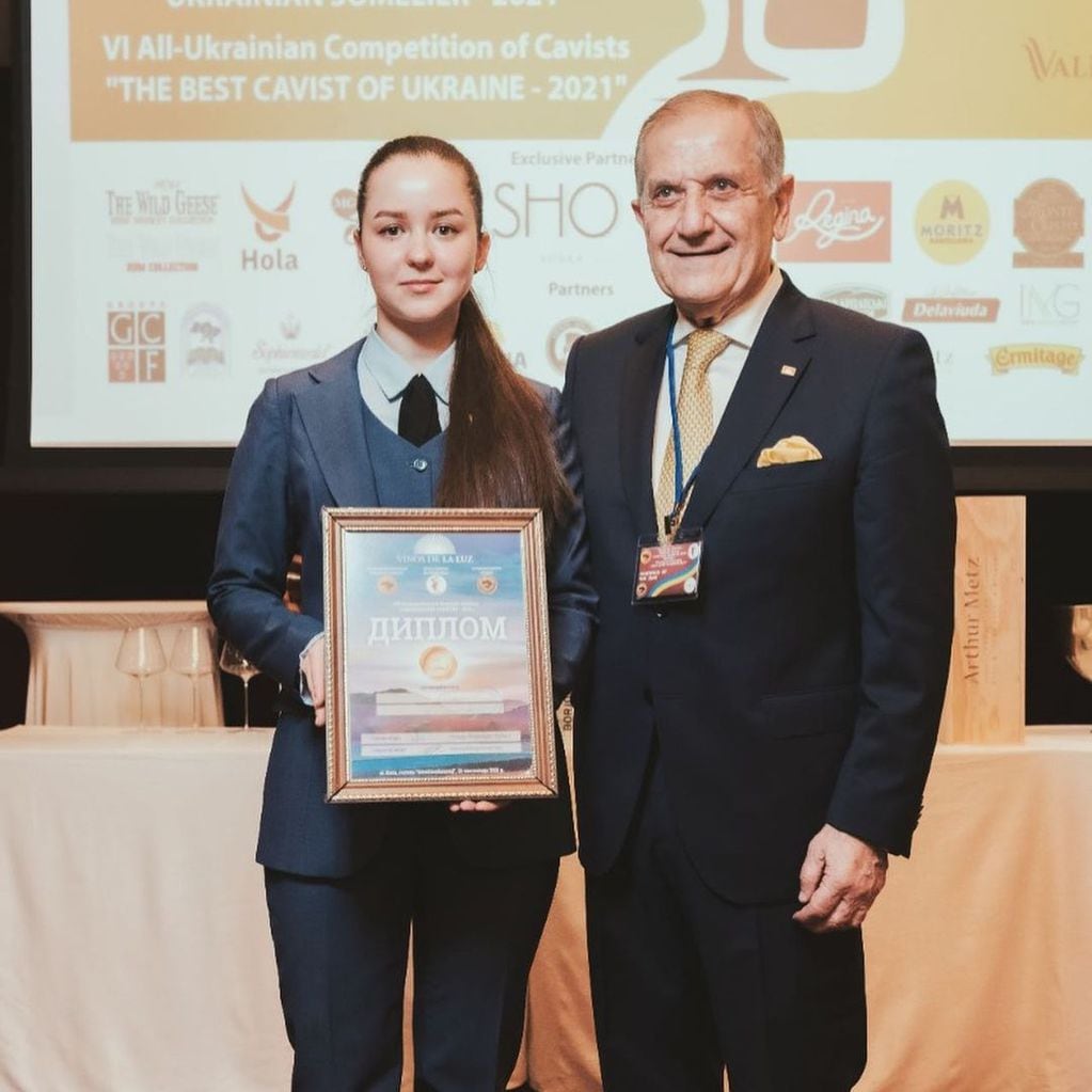 Ricardo Fernández Núñez durante el concurso de Mejor Sommelier de Ucrania. -Gentileza