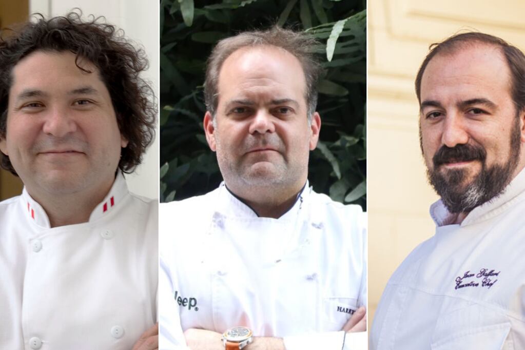 Gastón Acurio, Harry Sasson y Juan Gaffuri  fueron las estrellas de la noche gastronómica en Mendoza. - Gentileza