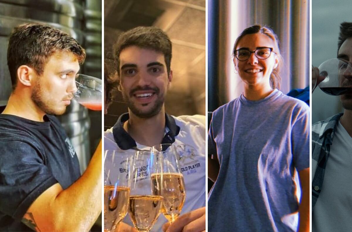 Ignacio Morandini, Leandro Río, Antonella Giuliani y Charly Motta, todos enólogos Sub30 que tienen sus vinos. - Gentileza
