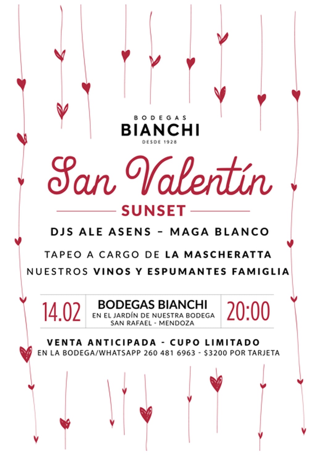 En el Sur provincial, Bodegas Bianchi ofrecerá un sunset especial. - Gentileza