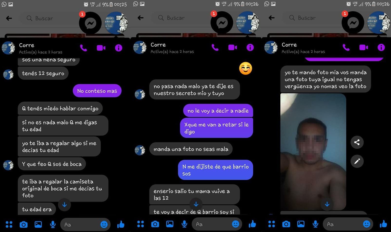 Grooming: chats del hombre que contactó a una niña de 12 años en Santa Cruz - 