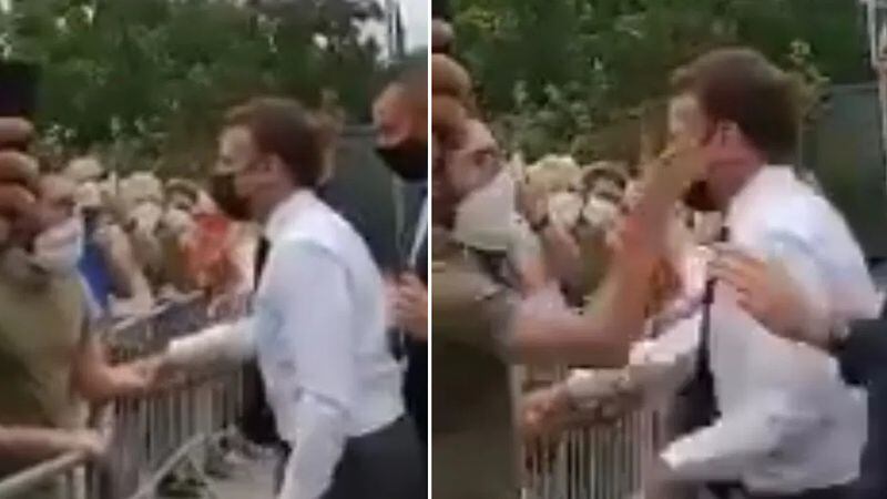 Le dieron una cachetada a Emmanuel Macron en plena calle: dos personas detenidas
