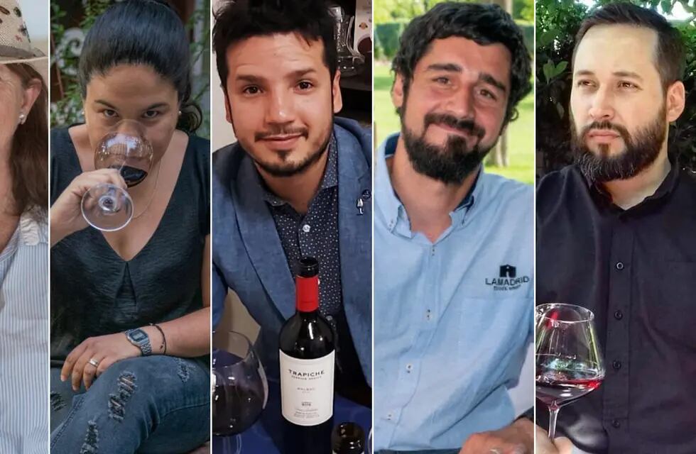 Carolina, Romina, Rodrigo, Matías y Facundo son algunos de los sommeliers de Mendoza que hoy celebran su día. - Gentileza