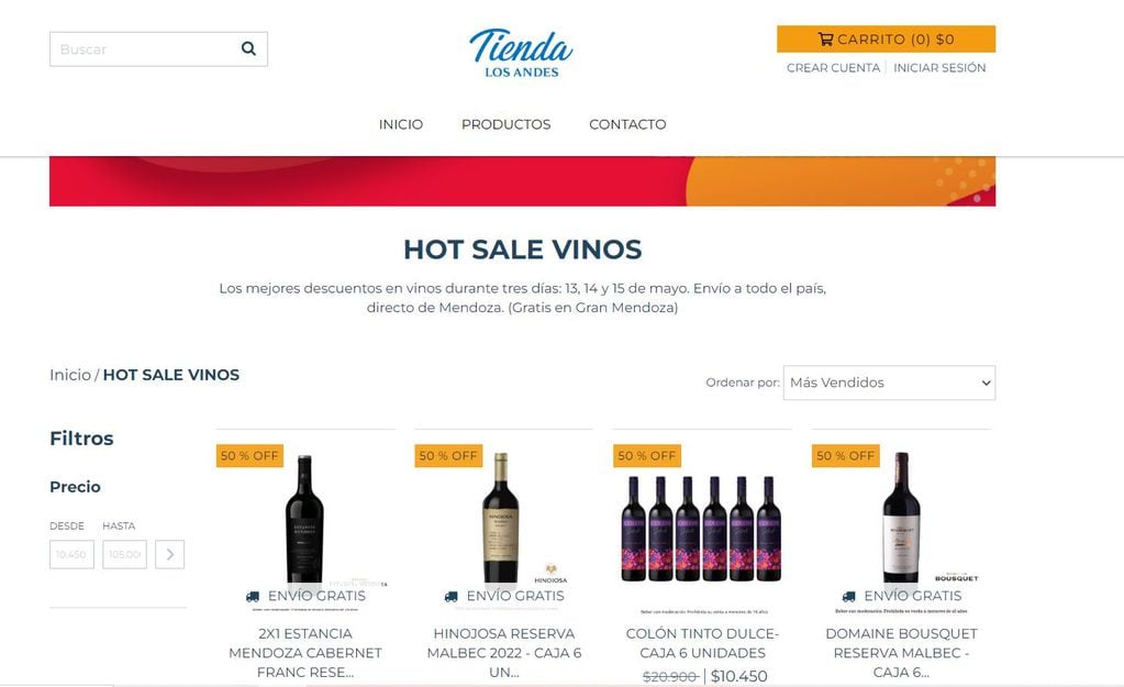 La tienda de vinos de Los Andes se sumó al Hot Sale con importantes descuentos.