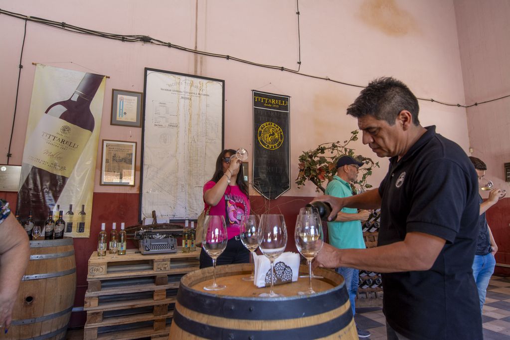La visita en Bodega Tittarelli incluye la degustación de vinos. - Patricio Caneo / Municipalidad de Rivadavia