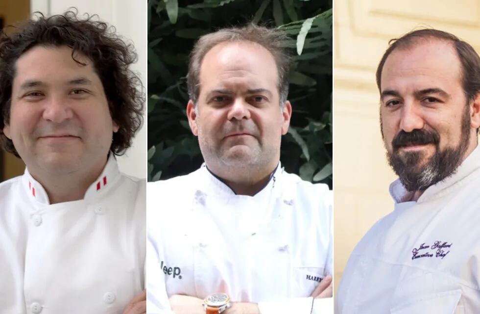 Gastón Acurio, Harry Sasson y Juan Gaffuri  fueron las estrellas de la noche gastronómica en Mendoza. - Gentileza