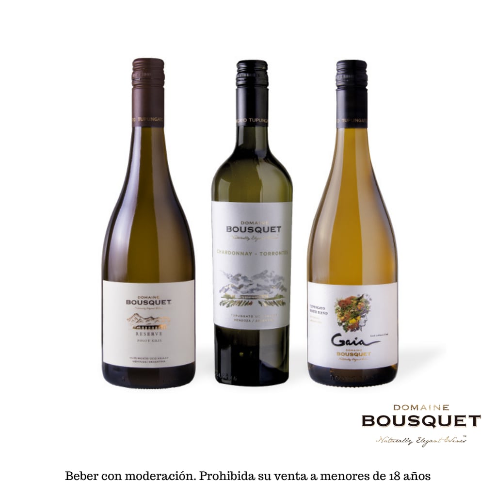 Algunos de los vinos blancos de Domaine Bousquet. - Gentileza