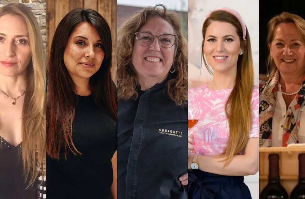 Carolina Campos, Alejandra Riofrío, Patricia Courtois, Melisa Millán y Cecilia Buj, mujeres que aportan desde distintas áreas al mundo del vino.