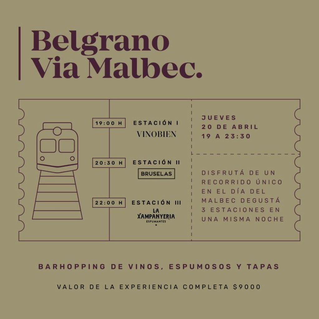 Belgrano Via Malbec, el jueves 20 de abril